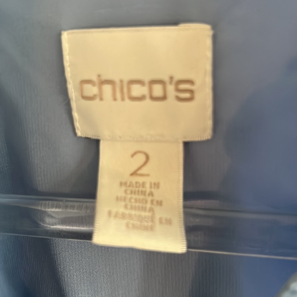 Chico’s Size 2 Light Blue Silky Blouse - Picture 2 of 6
